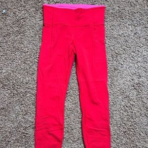 Women’s Athleta Red Pink Cropped Yoga Leggings Size Small IL:L